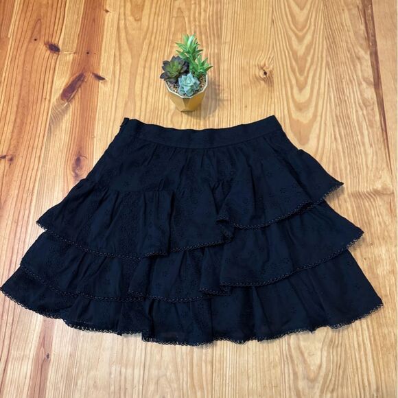 NWT Pearl By Lela Rose Embroidered Voile Ruffle Skirt Black Women’s SIZE 8 $345 - Picture 10 of 10